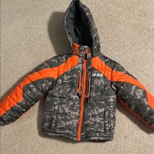 FOG Camo and Orange Hooded Jacket. Like new.